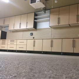 wall of garage cabinets